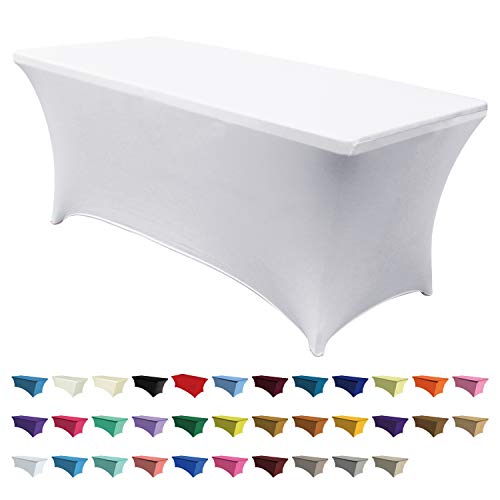 Elasthan-Tischdecke von Abccanopy, 183 cm Tischdecke aus Polyester, 30 Farben, dehnbar, Elasthan, Tischdecke. 6FT Table Cover weiß Elasthan-Tischdecke von Abccanopy, 183 cm Tischdecke aus Polyester, 30 Farben, dehnbar, Elasthan, Tischdecke. 6FT Table Cover weiß von ABCCANOPY