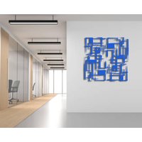 Set Von Zwei Blauen Metall Wandbehang, Blauer Luxus Wanddekor, Laser Geschnitten Wanddeko, Wandbehang Für Schlafzimmer von ABCDecoration
