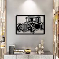 Vintage Auto Metall Schild Für Wand, Retro-Auto Wandbehang, Vintage Skulptur Wanddekor, Oldtimer Wanddeko von ABCDecoration