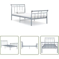 The Living Store Bettgestell Grau Metall 100x200 cm - Metallbett - Doppelbett - Bettrahmen - Grau - Bettgestell The Living Store Bettgestell Grau Metall 100x200 cm - Metallbett - Doppelbett - Bettrahmen - Grau - Bettgestell von ABCRITAL