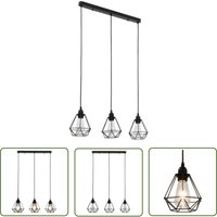 The Living Store Deckenleuchte mit Diamant-Design Schwarz 3 x E27 Glühbirnen - Metalldeckeleuchte - Deckenleuchte Schwarz - Designerleuchte von ABCRITAL