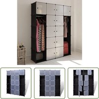 The Living Store Modularer Schrank mit 14 Fächern schwarz/weiß 37x146x180,5cm - Modulares Schrank - Garderobe - Schuhregal - Aufbewahrungsbox von ABCRITAL