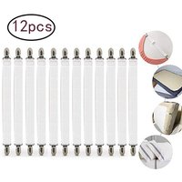 Verstellbarer Bettlakenspanner, 12 Stück Elastischer Bettlakenspanner, Weißer Bettlakenspanner, Bettlakenspanner mit Metallklammern, für Bettlaken, Verstellbarer Bettlakenspanner, 12 Stück Elastischer Bettlakenspanner, Weißer Bettlakenspanner, Bettlakenspanner mit Metallklammern, für Bettlaken, von ABCRITAL