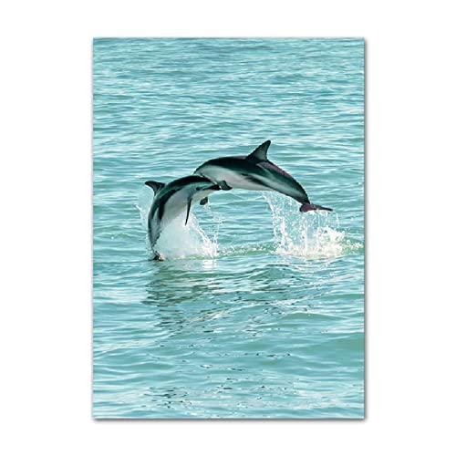 ABCWARRT Klassische Kunst Leinwand Malerei Strand Vogel Brücke Parasit Wal Delphin Poster Home Wohnzimmer Dekoration Hintergrund Bilder (30 * 40cm Kein Rahmen,9) von ABCWARRT