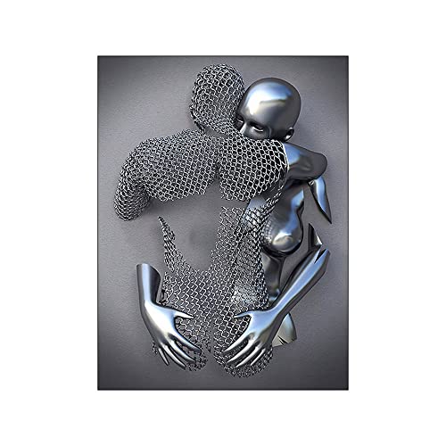 ABCWARRT Metallfigur Statue Kunst Leinwand Malerei Poster Und Drucke Moderne Liebhaber Skulptur Wandbilder Für Wohnzimmer Dekoration (50 * 70cm Kein Rahmen,10) von ABCWARRT