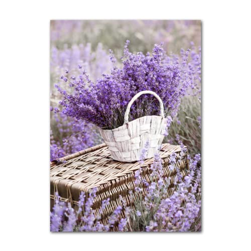 ABCWARRT Moderne Leinwandmalerei Provence Lila Landschaft Lavendel Bild Home Girl Room Poster Decor Kein Rahmen (30 * 40cm kein Rahmen,4) von ABCWARRT