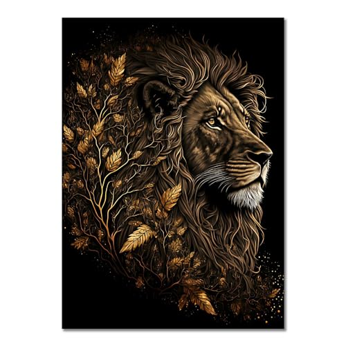 ABCWARRT Moderne abstrakte Kunst Leinwand Malerei Schwarz Gold Tier Poster Eule Tiger Löwe Wolf Adler Zebra Stier Bild Home Wand Dekoration (20 * 30cm Kein Rahmen,10) von ABCWARRT