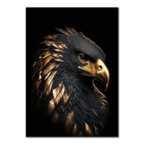 ABCWARRT Moderne abstrakte Kunst Leinwand Malerei Schwarz Gold Tier Poster Eule Tiger Löwe Wolf Adler Zebra Stier Bild Home Wand Dekoration (20 * 30cm Kein Rahmen,2) von ABCWARRT