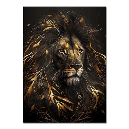 ABCWARRT Moderne abstrakte Kunst Leinwand Malerei Schwarz Gold Tier Poster Eule Tiger Löwe Wolf Adler Zebra Stier Bild Home Wand Dekoration (20 * 30cm Kein Rahmen,6) von ABCWARRT