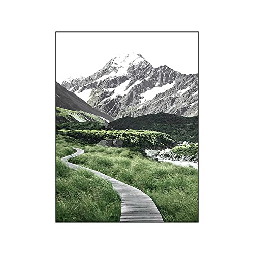 ABCWARRT Nordic Green Grassland Lake Islands Landschaft Poster Valley Path Wandkunst Leinwand Malerei Bilder Für Wohnzimmer Dekor (3,50 * 70cm Kein Rahmen) von ABCWARRT