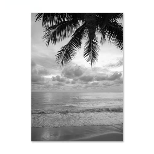 ABCWARRT Nordic Schwarz Weiß Meer Landschaft Kunst Leinwanddruck Malerei Wave Surf Man Poster Wandbild Home Wohnzimmer Dekor (40 * 50cm Kein Rahmen,6) von ABCWARRT