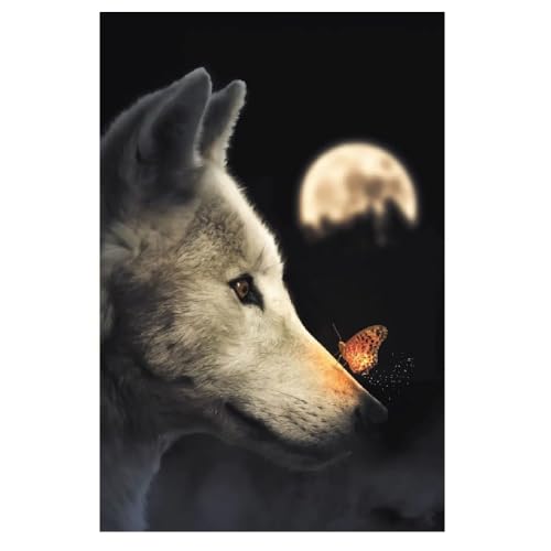 ABCWARRT Tier Leinwand Malerei Wolfs inspirierendes Zitat Wald Landschaft Bild Mond Wolf Poster Home Study Dekoration Kunstdruck (30 * 40cm Kein Rahmen,16) von ABCWARRT