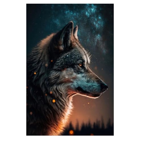 ABCWARRT Tier Leinwand Malerei Wolfs inspirierendes Zitat Wald Landschaft Bild Mond Wolf Poster Home Study Dekoration Kunstdruck (50 * 70cm Kein Rahmen,12) von ABCWARRT