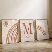 Poster Regenbogen Aus Terrakotta - Dekoration Für Baby- Und Kinderzimmer Im Boho-stil Personalisiertes Geburtsgeschenk von ABCreationParis