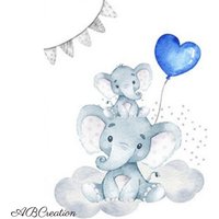 Set Mit 3 Postern, Personalisiertes Geschenk Zur Geburt - Blaues Elefanten-Triptychon Zimmerdekoration Für Jungen von ABCreationParis