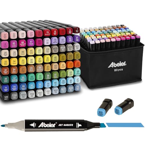 ABEIER 80+1 Farben Filzstifte,Dual Tips Twin Marker Set Alkohol Marker Set,Art Marker Pens Textmarker Stift Set zum Zeichnen für Kinder Erwachsene Manga Skizzieren Kalligraphieren ABEIER 80+1 Farben Filzstifte,Dual Tips Twin Marker Set Alkohol Marker Set,Art Marker Pens Textmarker Stift Set zum Zeichnen für Kinder Erwachsene Manga Skizzieren Kalligraphieren von ABEIER