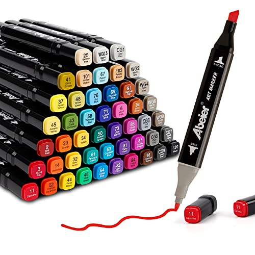 ABEIER 48 Farben Marker Set Filzstifte Set, Alkohol Marker Twin Tip Marker Textmarker Stift Set, Alkoholmarker für Kinder Erwachsene Manga Skizzieren Kalligraphieren, Ausmalen mit Tragetasche ABEIER 48 Farben Marker Set Filzstifte Set, Alkohol Marker Twin Tip Marker Textmarker Stift Set, Alkoholmarker für Kinder Erwachsene Manga Skizzieren Kalligraphieren, Ausmalen mit Tragetasche von ABEIER