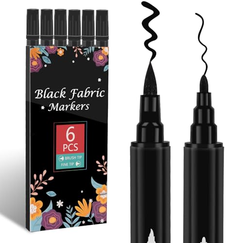 ABEIER 6 Schwarz Textilstifte Waschmaschinenfest Textilfarbe Waschmaschinenfest Dual Tips Stoff Textilmalstifte Permanent, Schwarz Stoffmalstifte Textilmarker für Textilien Schuhe Die Hemden, Hüten ABEIER 6 Schwarz Textilstifte Waschmaschinenfest Textilfarbe Waschmaschinenfest Dual Tips Stoff Textilmalstifte Permanent, Schwarz Stoffmalstifte Textilmarker für Textilien Schuhe Die Hemden, Hüten von ABEIER