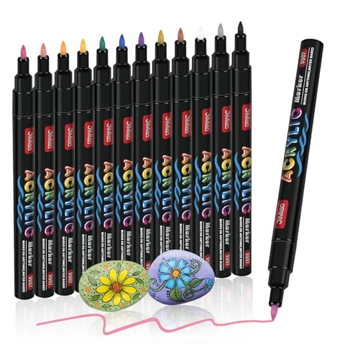 ABEIER Acrylstifte für Steine Wasserfest,Acrylstifte Marker Stifte,12 Farben Permanent Marker Stifte,Steine Bemalen Acrylstifte Paint Pen für DIY,Leinwand, Papier, Glasmalerei,Keramik ABEIER Acrylstifte für Steine Wasserfest,Acrylstifte Marker Stifte,12 Farben Permanent Marker Stifte,Steine Bemalen Acrylstifte Paint Pen für DIY,Leinwand, Papier, Glasmalerei,Keramik von ABEIER