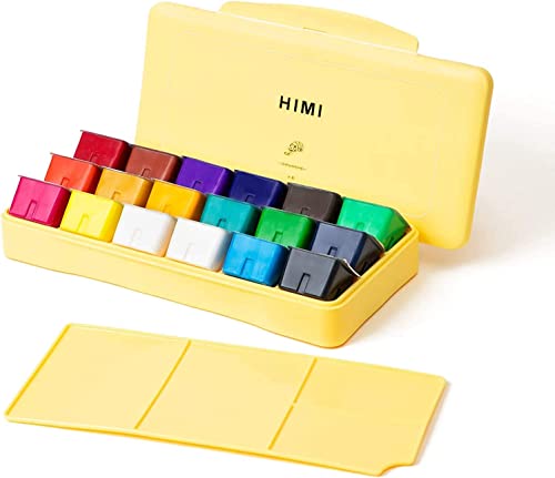 Himi Gouache-Farbset, Kunststoffbehälter, 18 kräftige Farben, ungiftige Farben mit tragbarer Palette für Künstler, Leinwandmalerei, Aquarellpapier, reichhaltige Pigmente, 30 ml/Behälter von ABEIER