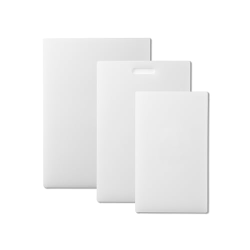 ABEL DESIGN - Schneidebretter für die Küche, 3 Schneidebretter Big + Medium + Small Dicke 0,8 cm, HACCP-Schneidebretter aus hochwertigem weißem Polyethylen, hergestellt in Italien, praktisch und von ABEL DESIGN