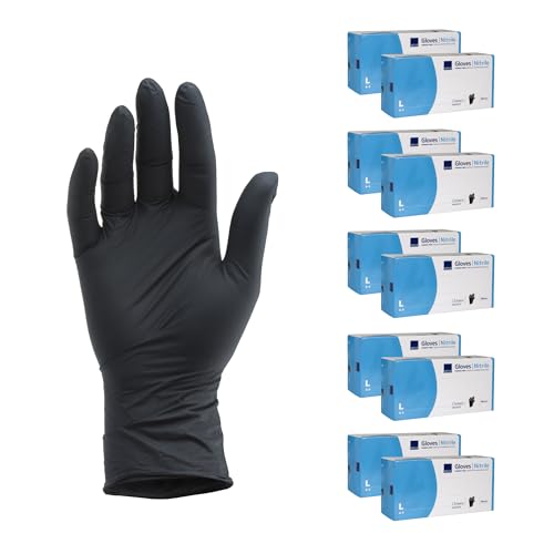 ABENA Nitrilhandschuhe L, 2000 Stück – Einmalhandschuhe Schwarz, handschuhe einweg, puderfreie & latexfreie – Einweghandschuhe in S, M, L & XL verfügbar von ABENA