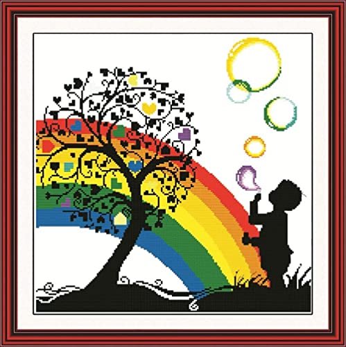 Kreuzstich-Stickerei-Set, Regenbogenblasen, ABEUTY DIY 14 Count Embroidery Sewing Starter Kit gestempelt oder nicht gestempelt Handarbeit Heimdekoration Kreuzstich-Stickerei-Set, Regenbogenblasen, ABEUTY DIY 14 Count Embroidery Sewing Starter Kit gestempelt oder nicht gestempelt Handarbeit Heimdekoration von ABEUTY