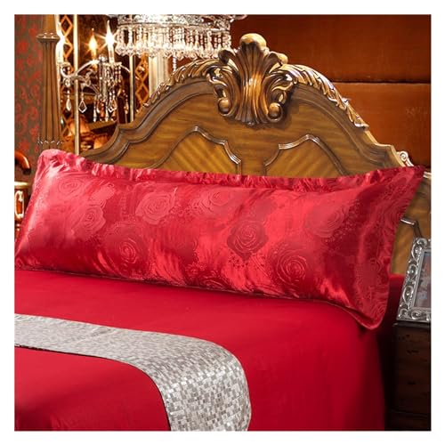 Silk Pillowcase Kissenbezug, 1,2 / 1,5 / 1,8 m lang, luxuriöser Jacquard-Satin-Kissenbezug, europäischer Retro, für Hochzeit / Paar, lang (7,48 x 150 cm) von ABFJHFK