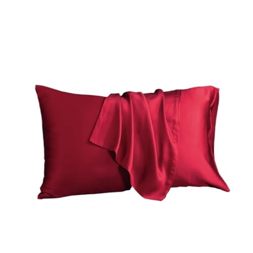 Silk Pillowcase Kissenbezug, Seide, einfarbig, 70 x zum Schlafen (rot, 53 x 102 cm, 1 Stück) von ABFJHFK