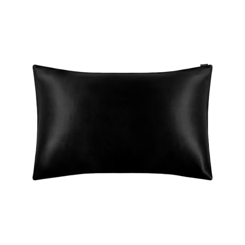 Silk Pillowcase Kissenbezug aus Seide, Beauty Luxury, weiß, 50 x 70 cm, Kingsize, lang, 1 Stück (Schwarz, 40 x 80 cm) von ABFJHFK