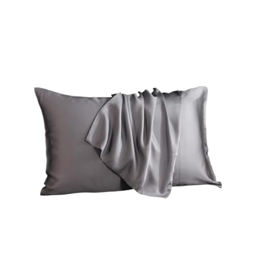 Silk Pillowcase Kissenbezug aus Seide, einfarbig, 70 x 70 cm, Schlafsofa (Grau, 48 x 120 cm, 1 Stück) von ABFJHFK