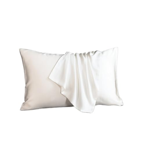Silk Pillowcase Kissenbezug aus Seide, einfarbig, 70 x 70 cm (weiß, 51 x 91 cm, 2 Stück) von ABFJHFK