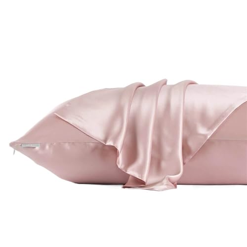 Silk Pillowcase Kissenbezug aus Seide für Haar und Haut, mit doppelseitigem Reißverschluss, 1 Stück (Pin, 50 x 75 cm) von ABFJHFK