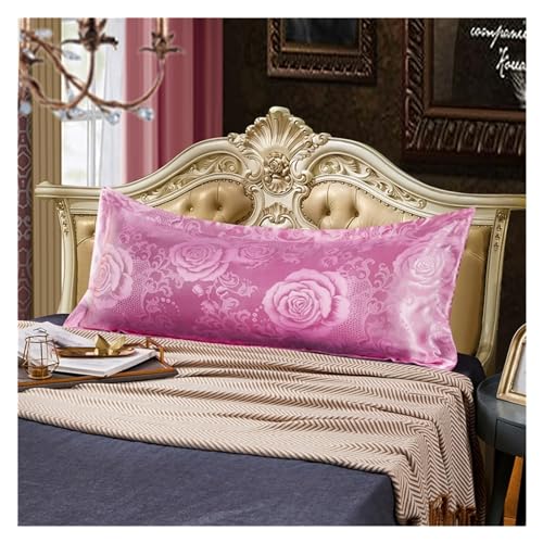 Silk Pillowcase Kopfkissenbezug, 1,2/1,5/1,8 m, langer europäischer Kissenbezug, Retro, luxuriös, Satin, Jacquard, doppelt, lang, für Paare, Hochzeit (17,48 x 120 cm) von ABFJHFK