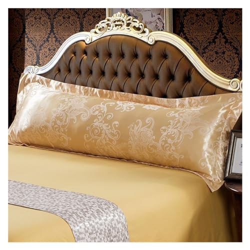 Silk Pillowcase Kopfkissenbezug, 1,2/1,5/1,8 m, langer europäischer Kissenbezug, Retro, luxuriös, Satin, Jacquard, doppelt, lang, für Paare, Hochzeit (2,48 x 120 cm) von ABFJHFK