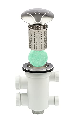 ABFLUSS-FEE Küche Ablaufgarnitur Spüle mit Filterkorb & Spülbecken Abflussstopfen/Siebkorbfilter ausziehbar, mit & ohne Überlauf Zubehör/Sifon Küchenspüle platzsparend - Duft Apfel-Zitrus von ABFLUSS-FEE