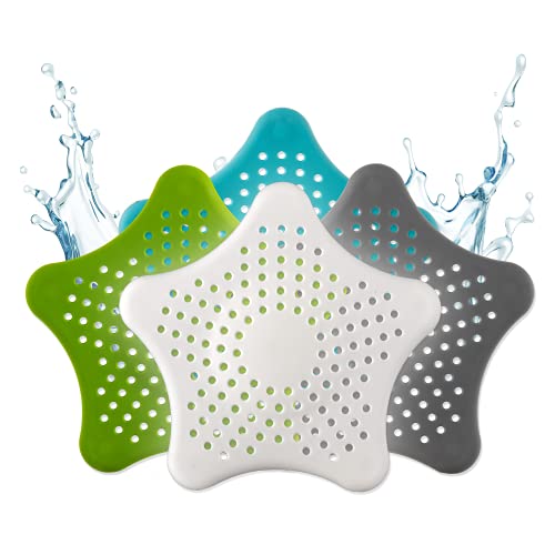 ABFLUSSHELD Universal Abflusssieb Silikon - 3+1 Gratis Haarsieb - Duschsieb mit Haarfänger - Premium Kitchen Sink Strainer - Abfluss Sieb für Dusche, Waschbecken, Badewanne und Küche von ABFLUSSHELD