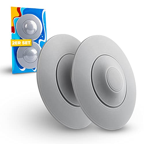 ABFLUSSHELD Universal Abflussstopfen - Waschbeckenstöpsel mit Haarsieb Funktion - Praktisches Abflusssieb Silikon - Abfluss Stöpsel Badewanne und Waschbecken - Badewannenstöpsel Gummi im 2er Set von ABFLUSSHELD