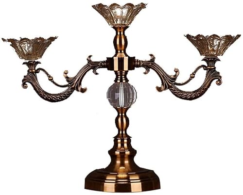 ABGRC Kerzenleuchter, moderner Kerzenhalter, klassischer 3-armiger Metallglas-Kerzenhalter, romantisches Abendessen, Kerzenleuchter, Tisch, Hochzeit, Heimdekoration, Essen von ABGRC