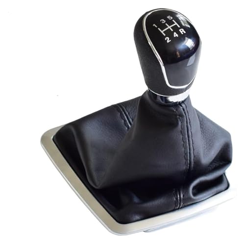 ABHBVGZFZT Auto Schalthebel Kompatibel mit Ford Kompatibel mit Focus 2 MK2 FL C-MAX MK3 MK4 MK7 5 6 Gang Schaltknauf Auto Lederstiefel Schaltkopfhebelabdeckung(Black-5 Speed) von ABHBVGZFZT