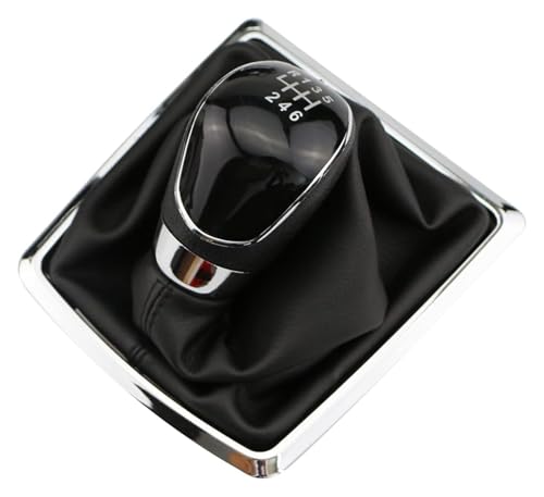 ABHBVGZFZT Auto Schalthebel Kompatibel mit Ford Kompatibel mit Focus 2 MK2 Kompatibel mit Fiesta Kompatibel mit Kuga Car Styling 5 6 Gang Schaltkopf Schaltknauf Ledermanschette(6 Black With Dust) von ABHBVGZFZT