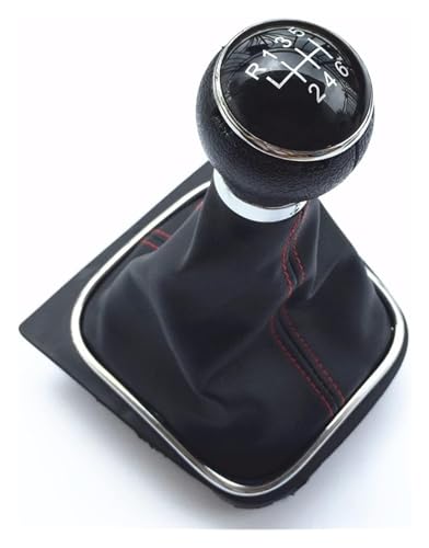ABHBVGZFZT Auto Schalthebel Kompatibel mit VW Kompatibel mit Golf 5 V MK5 MK6 Kompatibel mit Jetta R32 Kompatibel mit Rabbit 6 Gang Schaltknauf Mit Leder Boot Kragengehäuse(6 Speed Black a) von ABHBVGZFZT