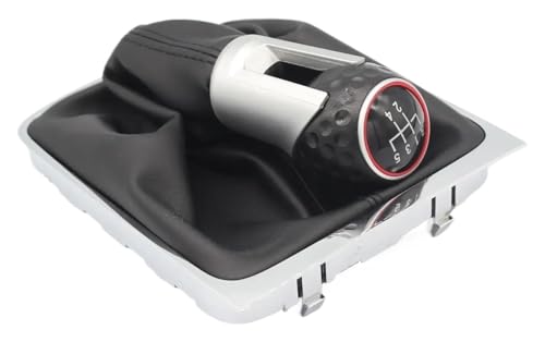 ABHBVGZFZT Auto Schalthebel Kompatibel mit VW Kompatibel mit Golf 7 A7 MK7 GTI GTD 2013-2018 Leder Schaltknauf 5 6 Gang Auto Kofferraum LHD Anpassbares Muster(Black Line,5 speed) von ABHBVGZFZT