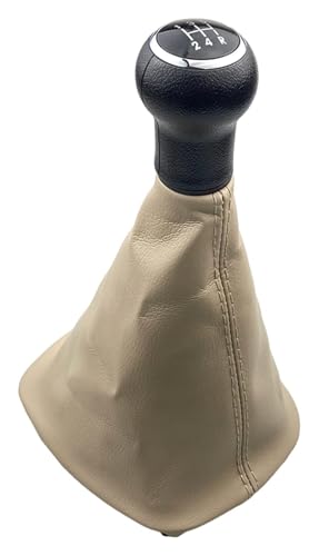 ABHBVGZFZT Auto Schalthebel Kompatibel mit VW Kompatibel mit Passat B5 5 6 Gang PU Leder Pfirsichholzgriff Schaltknauf Gamasche Kofferraumabdeckung Fallhaut(1) von ABHBVGZFZT