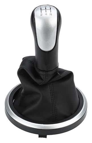 Auto Schalthebel Kompatibel mit Ford Kompatibel mit Fusion Kompatibel mit Transit Kompatibel mit Connect 5 6 Gang Schaltgetriebe Auto Schaltknauf Hebel Gaitor Boot Cover Stick(Silver 5 Speed) von ABHBVGZFZT