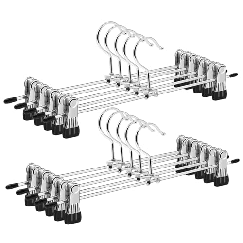 ABHENG 10 Stück Metall Hosenbügel, Anti-Rutsch Kleiderbügel, Platzsparend Rockbügel mit 360°Drehbar Haken, für Hosen Socken Röcke, robust, stabil und gut belastbar, 31cm lang, Silber,AIY0410B ABHENG 10 Stück Metall Hosenbügel, Anti-Rutsch Kleiderbügel, Platzsparend Rockbügel mit 360°Drehbar Haken, für Hosen Socken Röcke, robust, stabil und gut belastbar, 31cm lang, Silber,AIY0410B von ABHENG