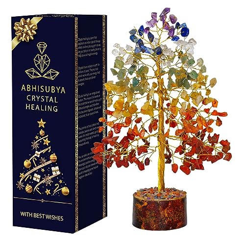 7 Chakra-Kristalle - Lebensbaum - Chakra-Stein - Edelsteinbesatz - Dekostein - Kristallheilstein - Geldbaum - Ästhetische Raumdekoration - Feng Shui Dekoration von ABHISUBYA