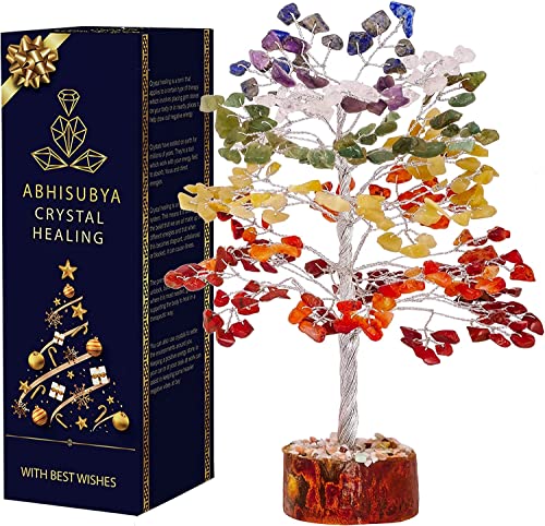 ABHISUBYA Baum des Lebens – 7 Chakra Kristalle – Chakra Stein – Kristall Heilstein – Edelsteine – Deko Stein – Geldbaum – Ästhetische Raumdekoration – Feng Shui Dekoration von ABHISUBYA