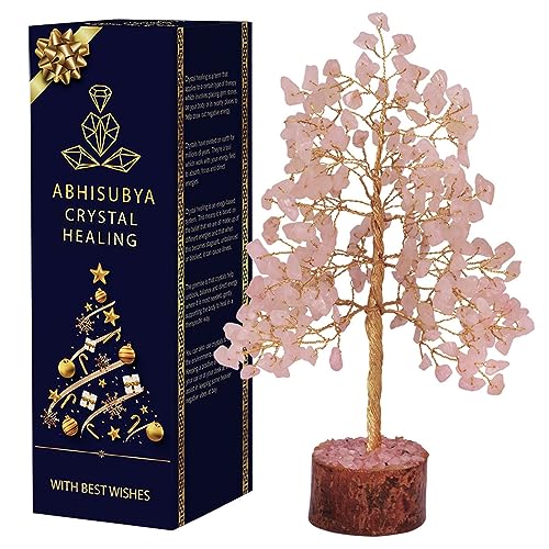 ABHISUBYA Rosenquarz-kristallbaum – Edelsteine heilsteine – Spirituelle Dekoration – Yoga – Bonsai-Baum – Raumdekoration – Handgefertigte Heimdekoration – Rosa Spirituelle Geschenke von ABHISUBYA