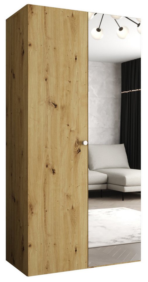 ABIKS MÖBEL Dreh-/Schwebetürenschrank PARMA 2 Schlafzimmerschrank mit Spiegel Kleiderstange und Regalen Garderobenschrank Kleiderschrank in 5 verschieden Breiten und 4 Farben von ABIKS MÖBEL